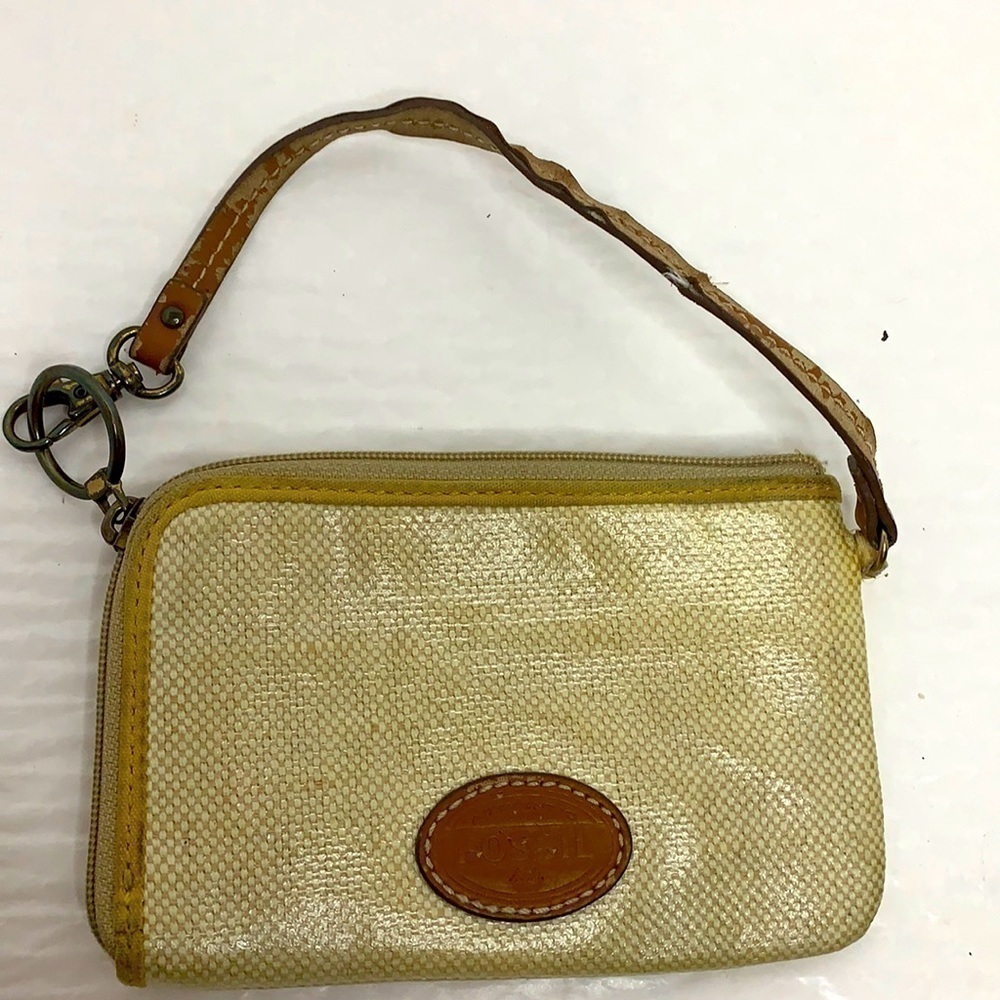 Fossil Coated Straw-Look Fabric